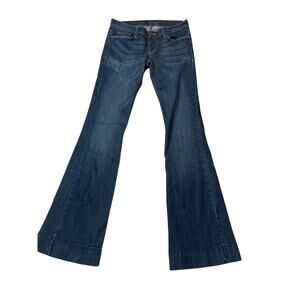 Flying Monkey jeans wide leg flare with stretch medium wash SZ 1 7" rise